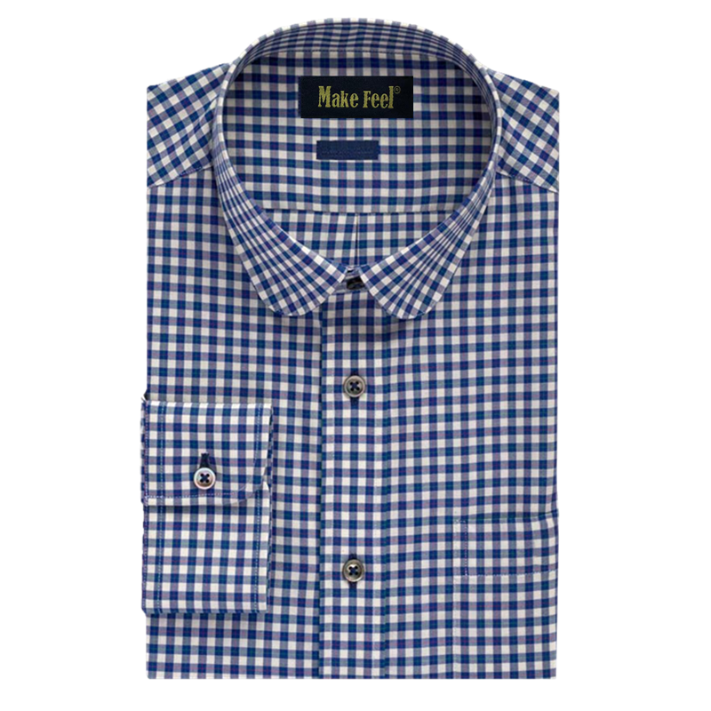 Blue and White Plaid Casual Shirt